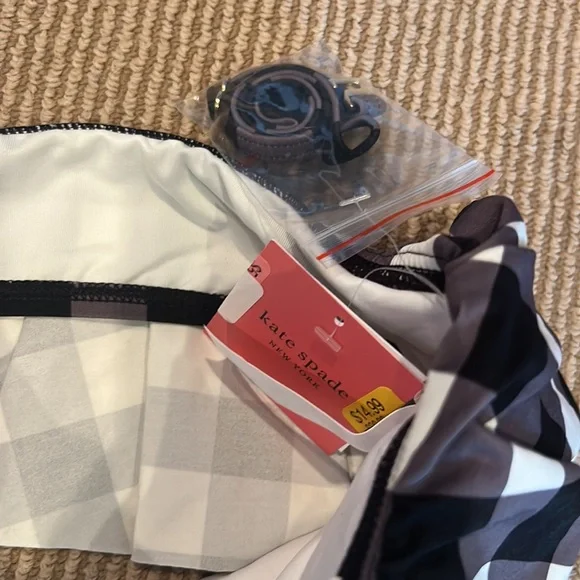 NWT KATE SPADE Black and White Checkered Bandeau ruffle Bikini set - Picture 5 of 10